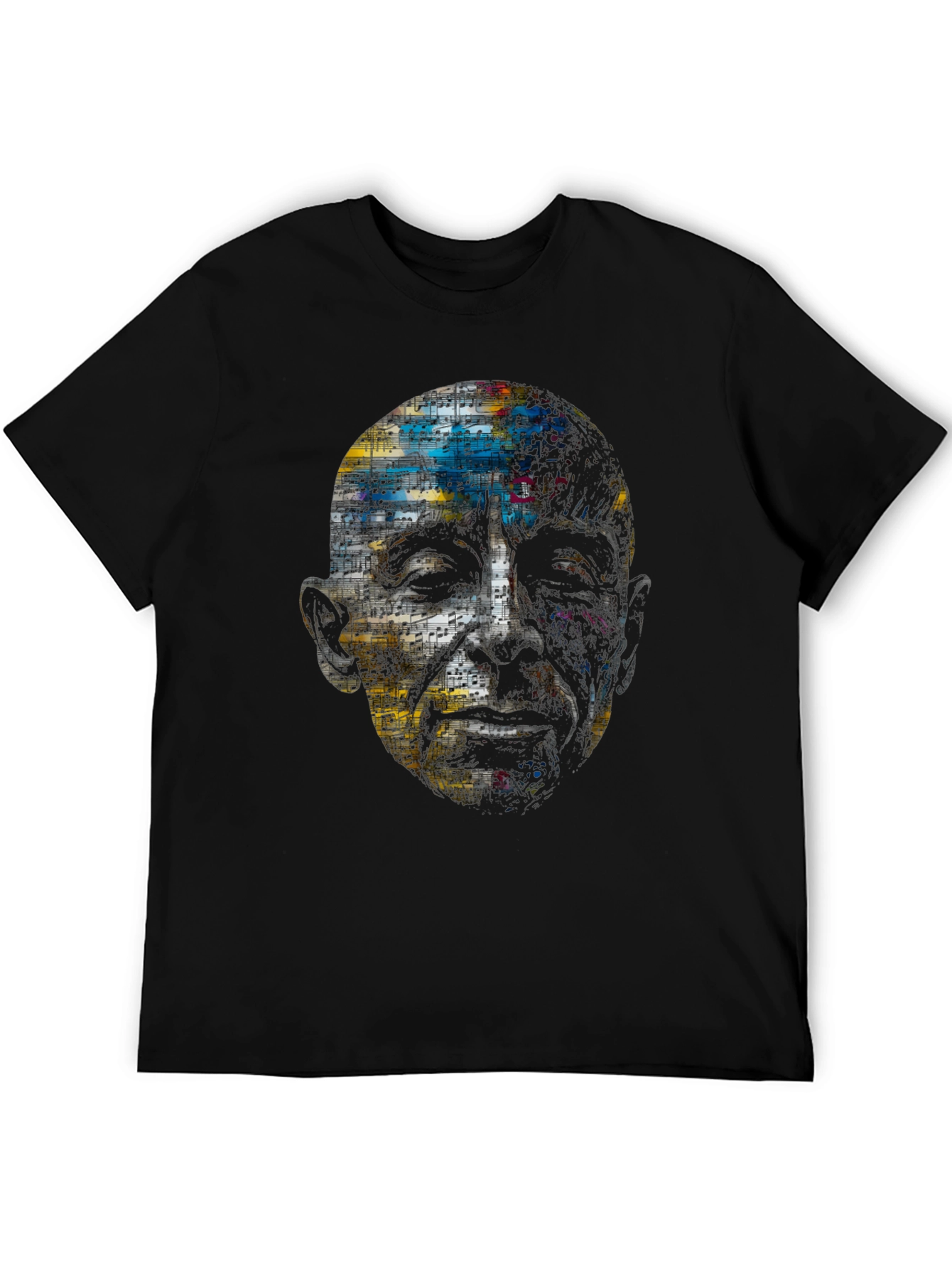 Artistic Face Print Black T-Shirt