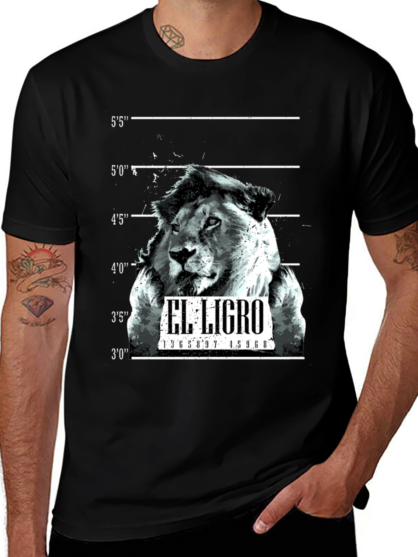 El Ligro Lion Mugshot Black T-Shirt