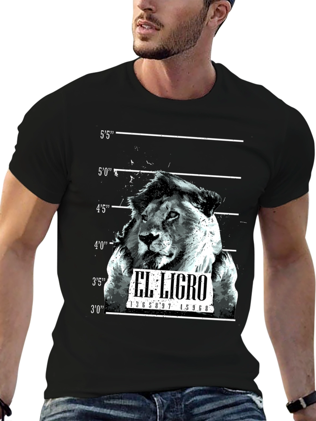 El Ligro Lion Mugshot Black T-Shirt