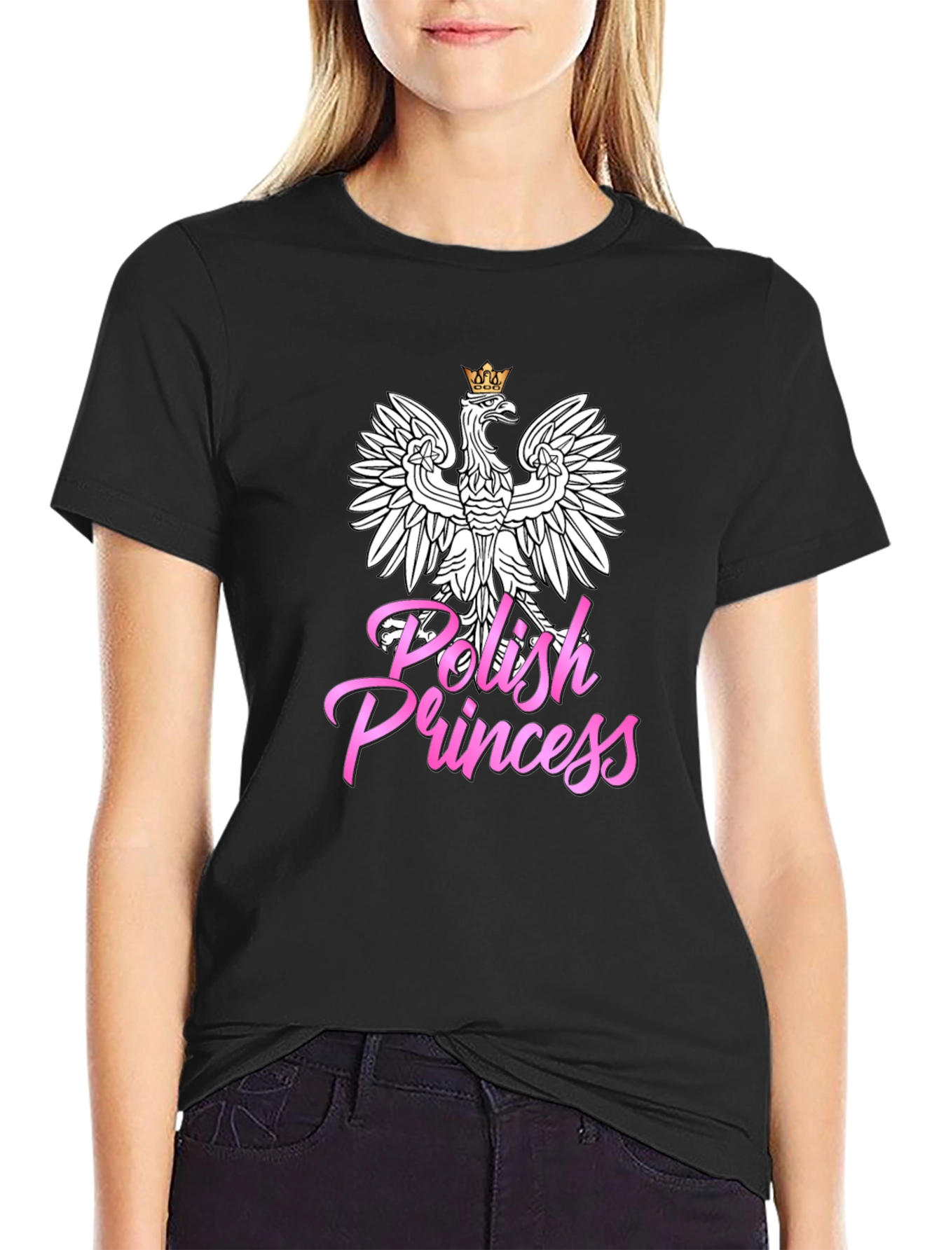Polish Princess T-Shirt - Black Crew Neck Tee