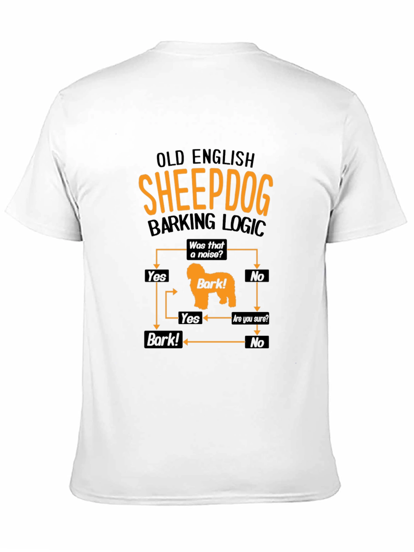 Old English Sheepdog Barking Logic Mens Black T-Shirt