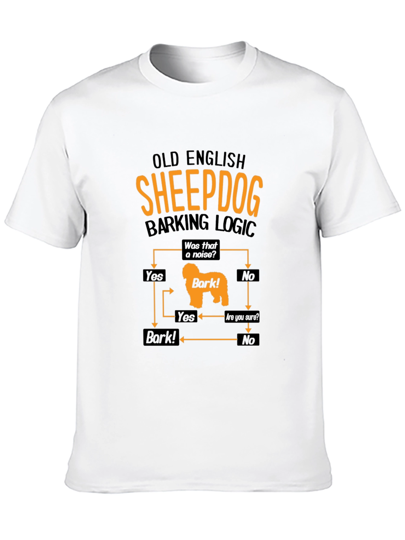 Old English Sheepdog Barking Logic Mens Black T-Shirt