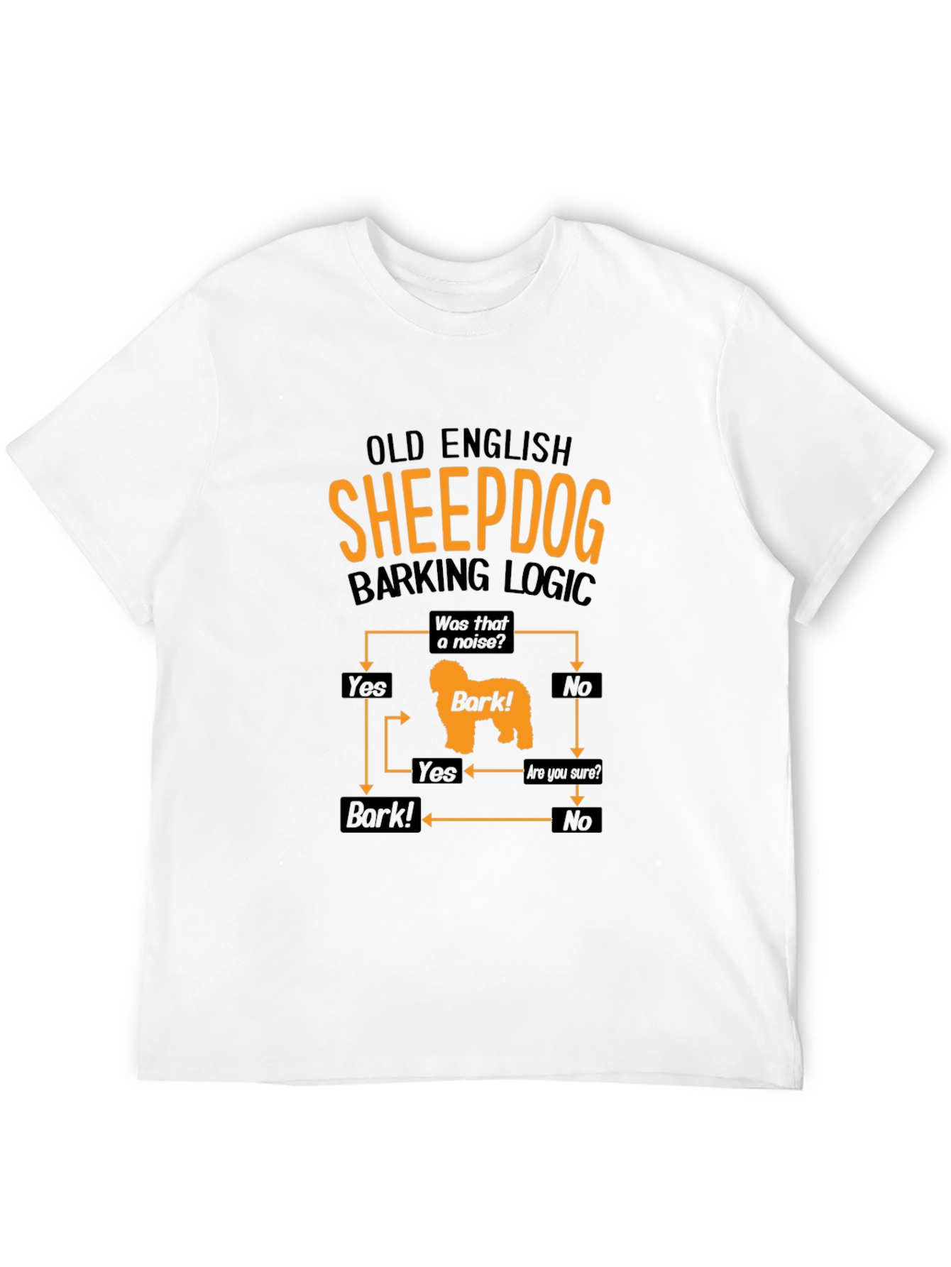 Old English Sheepdog Barking Logic Mens Black T-Shirt