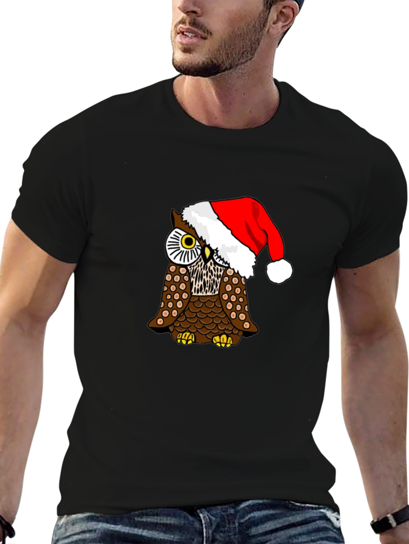 Festive Owl Tee - Holiday Novelty Shirt