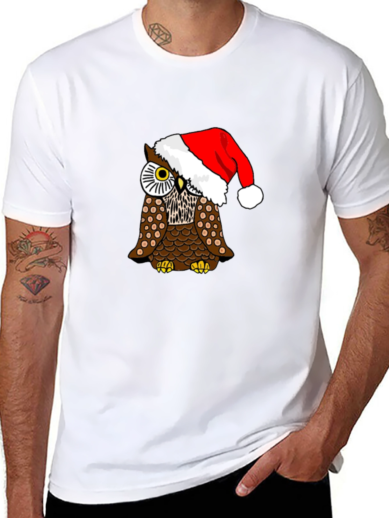 Festive Owl Tee - Holiday Novelty Shirt