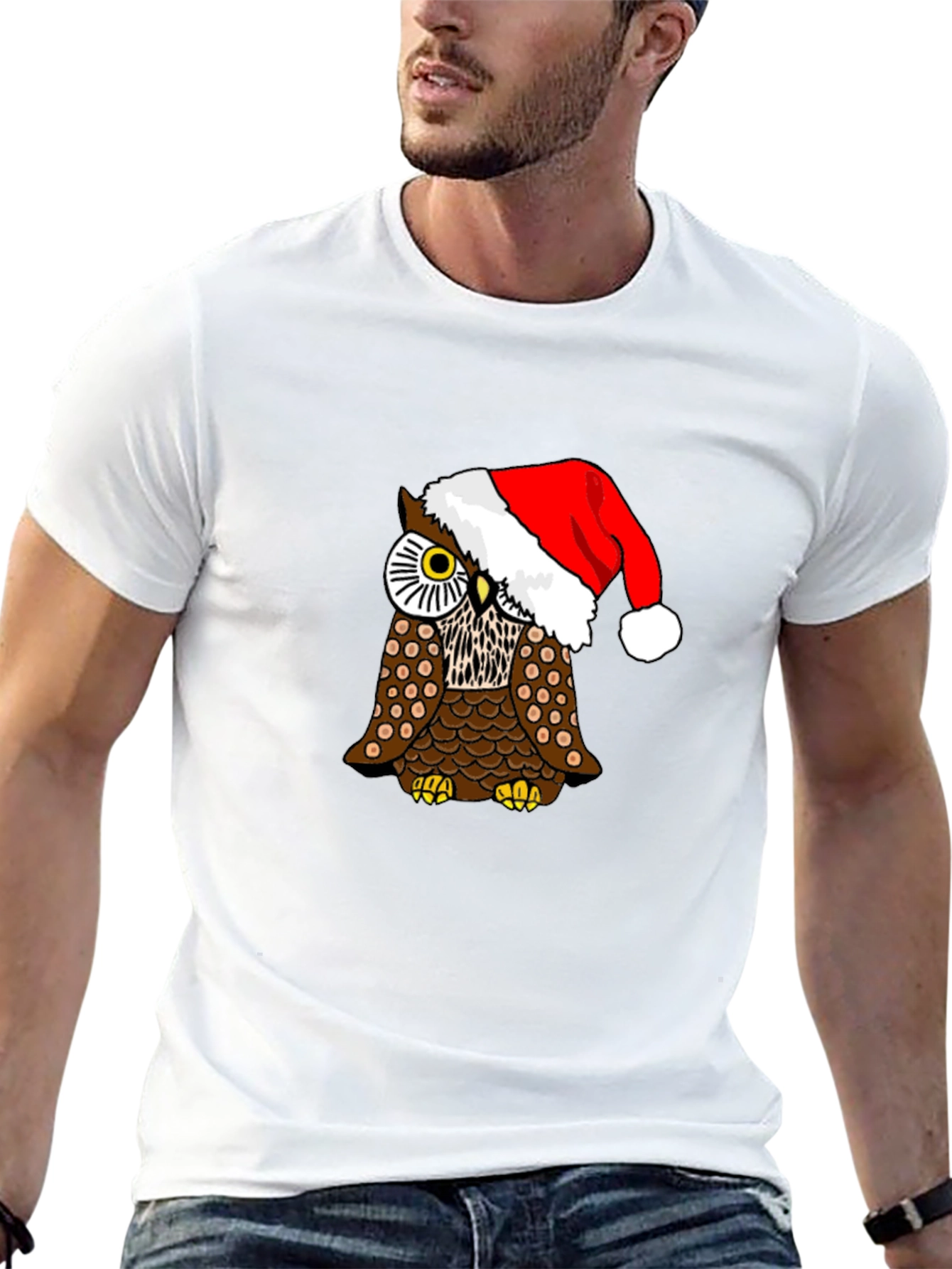 Festive Owl Tee - Holiday Novelty Shirt