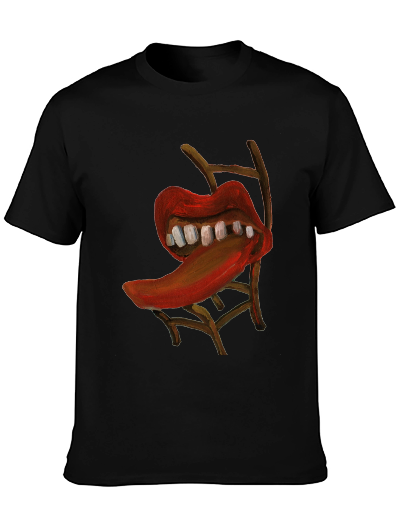 Surreal Lips Chair Graphic Tee - Unique Artistic Design