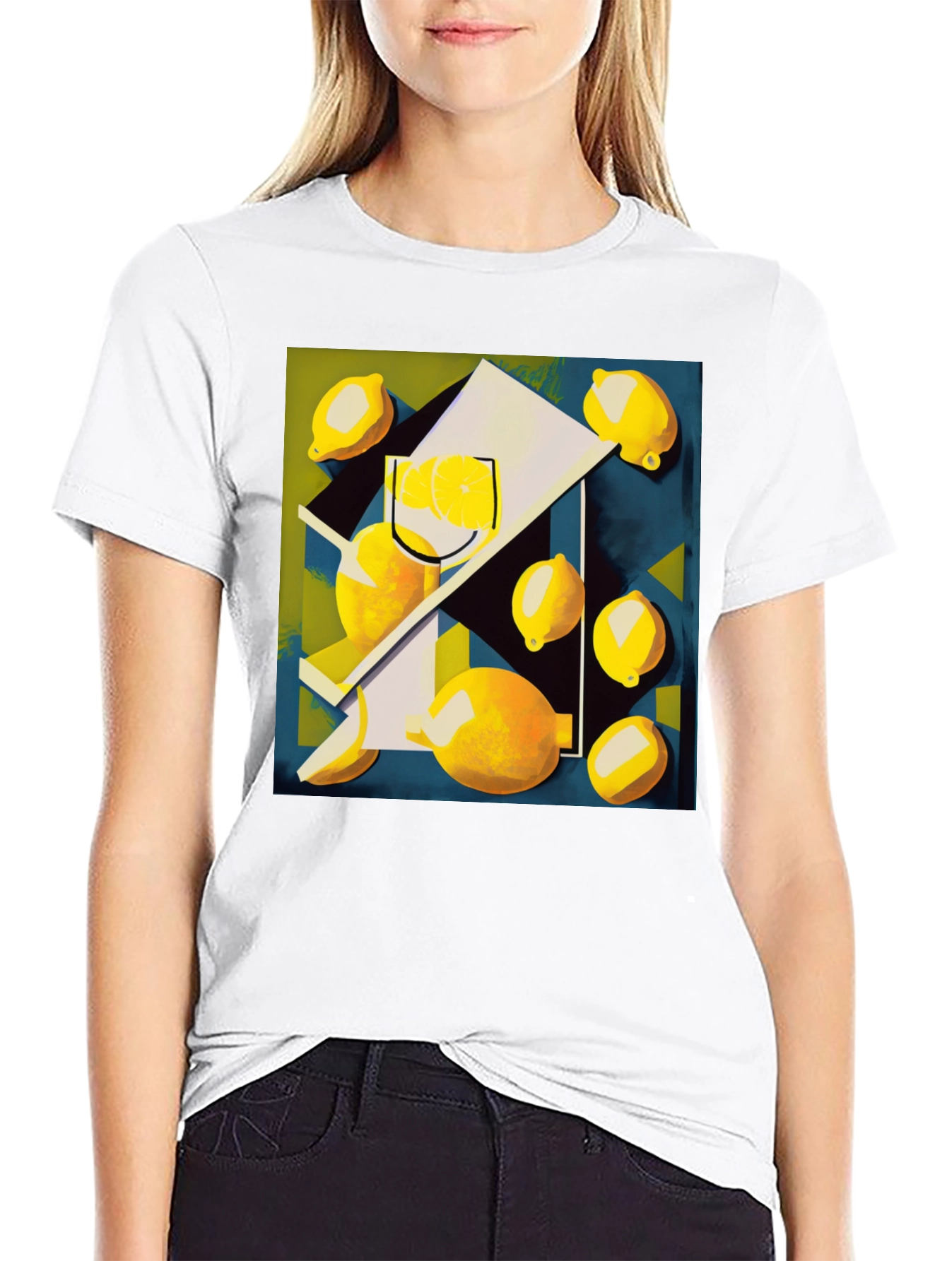 Abstract Lemon Art Graphic T-Shirt