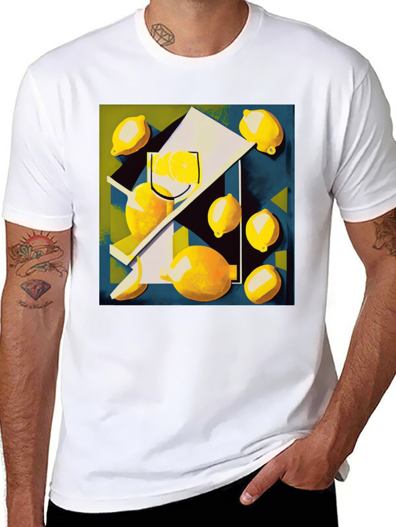 Abstract Lemon Art Graphic T-Shirt