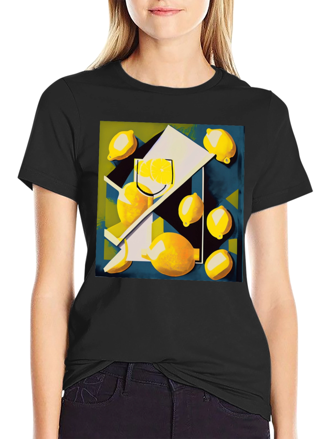 Abstract Lemon Art Graphic T-Shirt