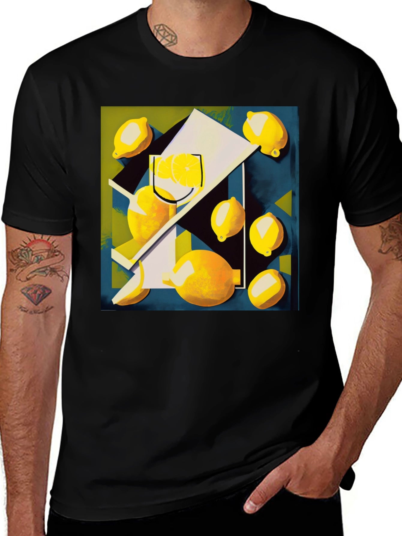 Abstract Lemon Art Graphic T-Shirt