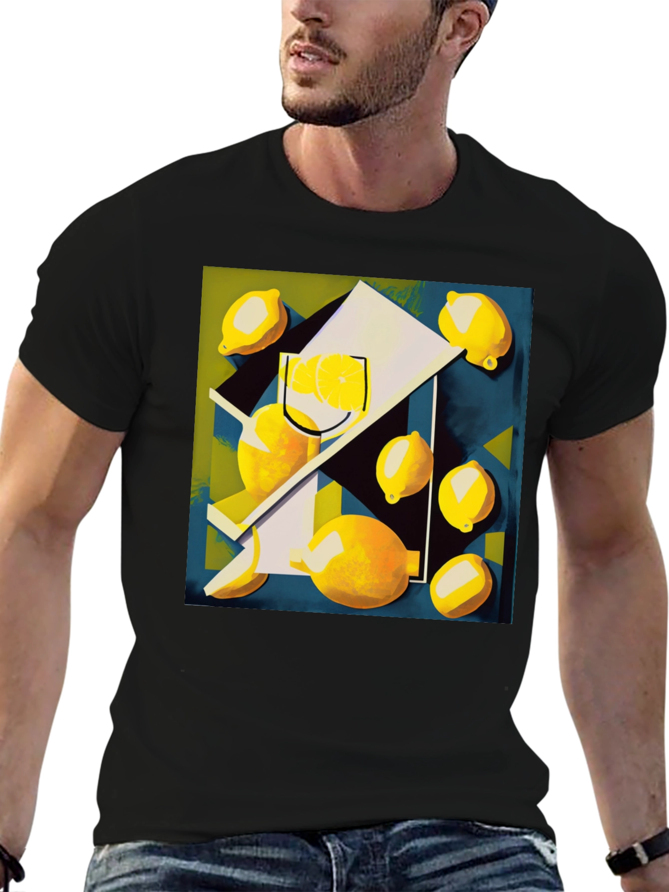 Abstract Lemon Art Graphic T-Shirt