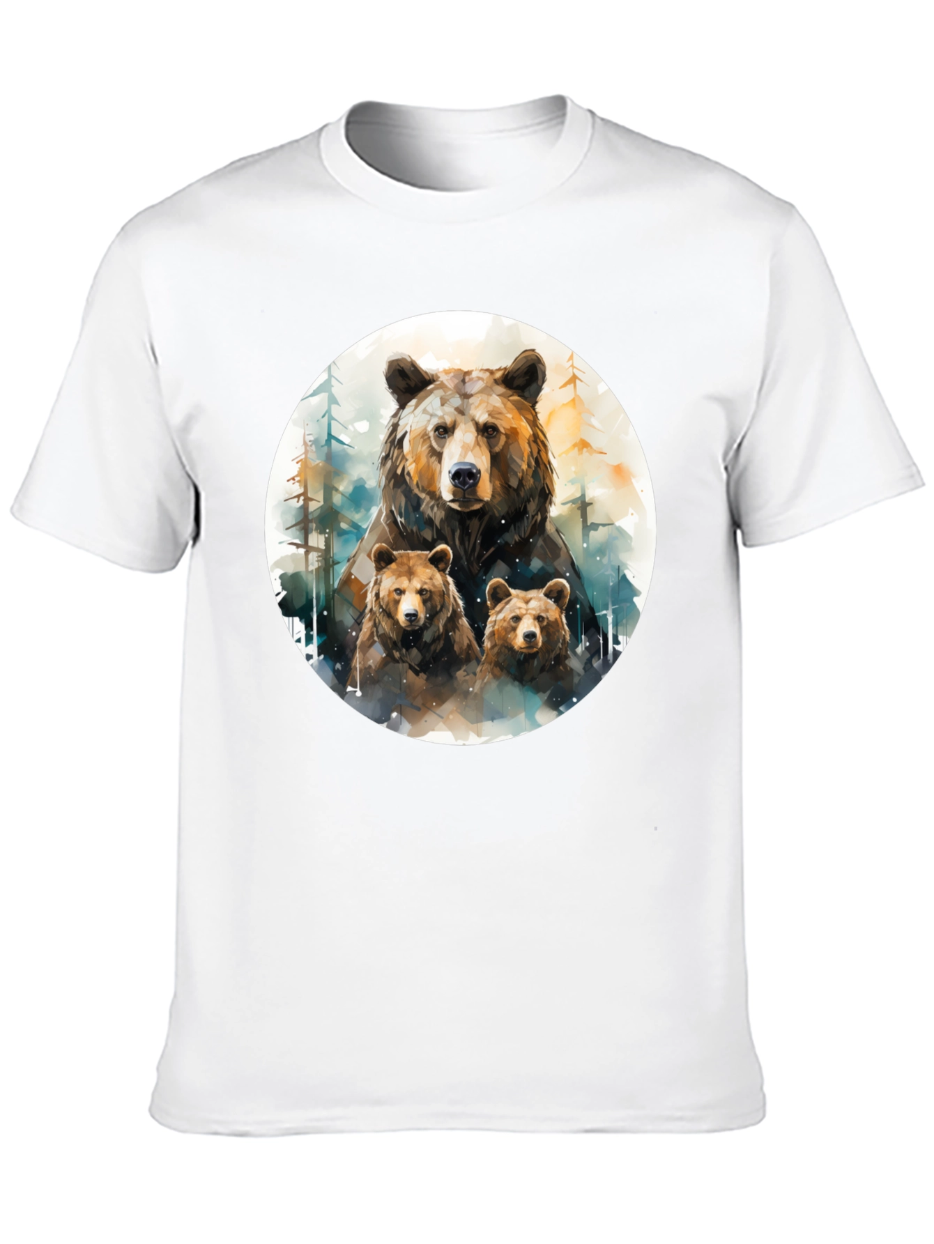 Bear Family Graphic Tee - Black T-Shirt