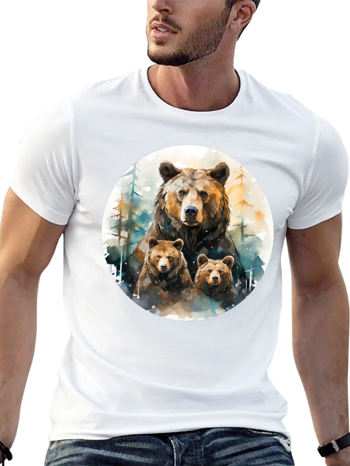 Bear Family Graphic Tee - Black T-Shirt