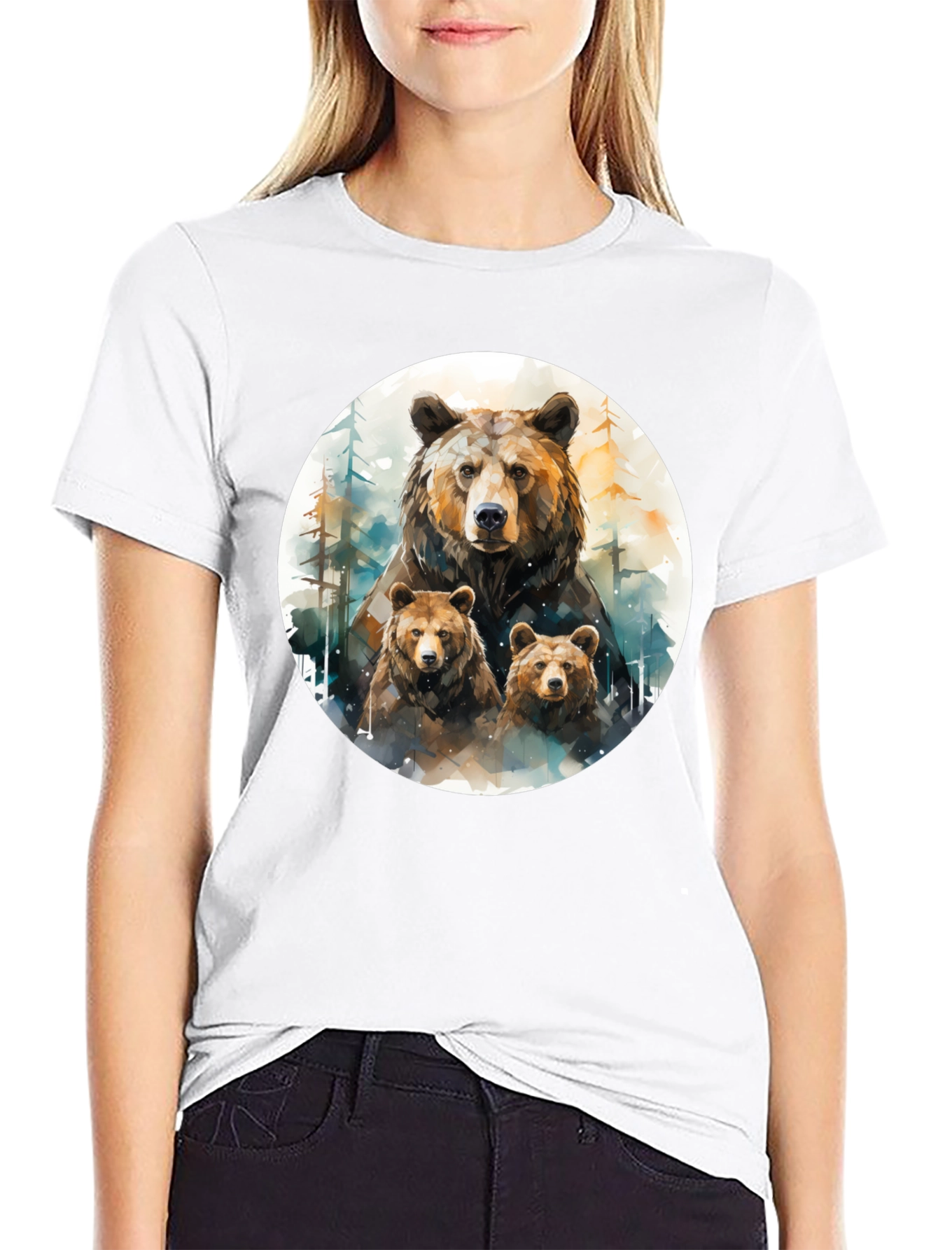 Bear Family Graphic Tee - Black T-Shirt