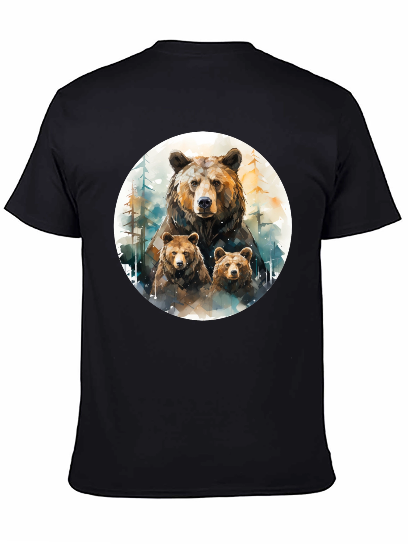 Bear Family Graphic Tee - Black T-Shirt