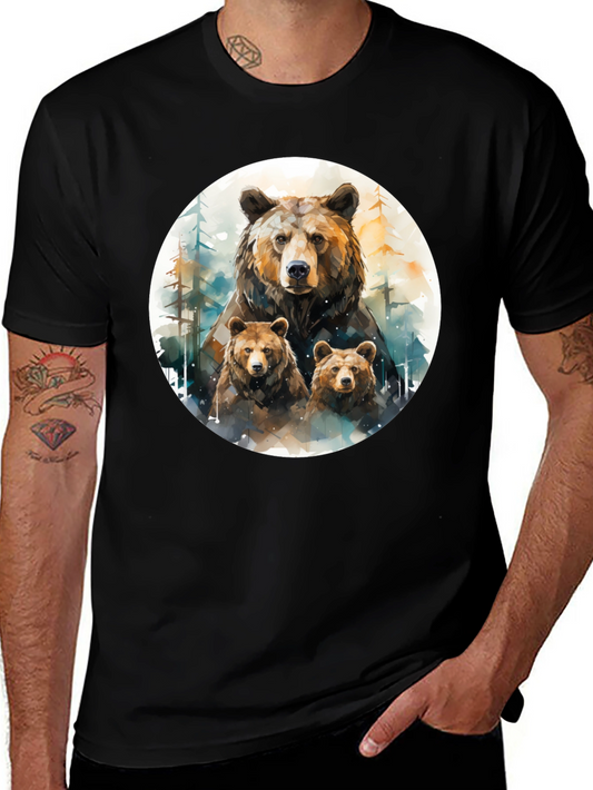 Bear Family Graphic Tee - Black T-Shirt
