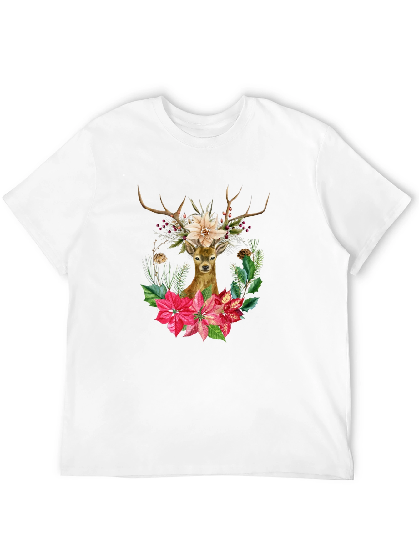 Festive Deer Graphic Tee - Holiday Style