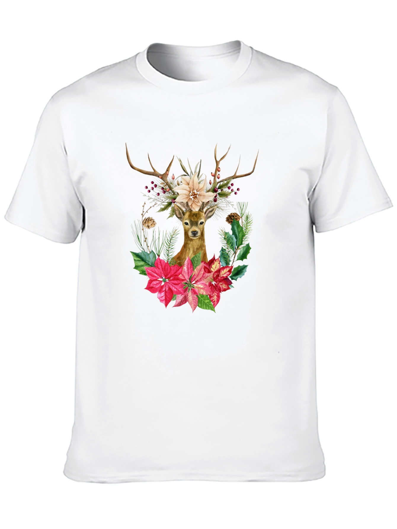 Festive Deer Graphic Tee - Holiday Style