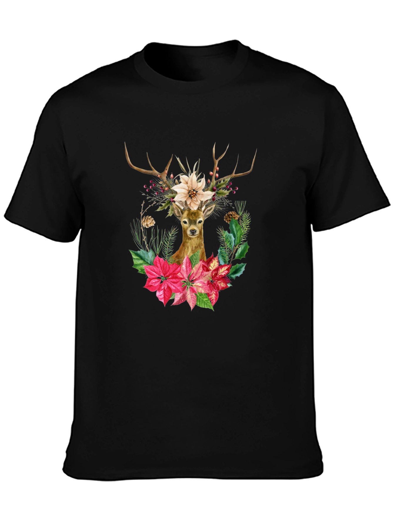 Festive Deer Graphic Tee - Holiday Style
