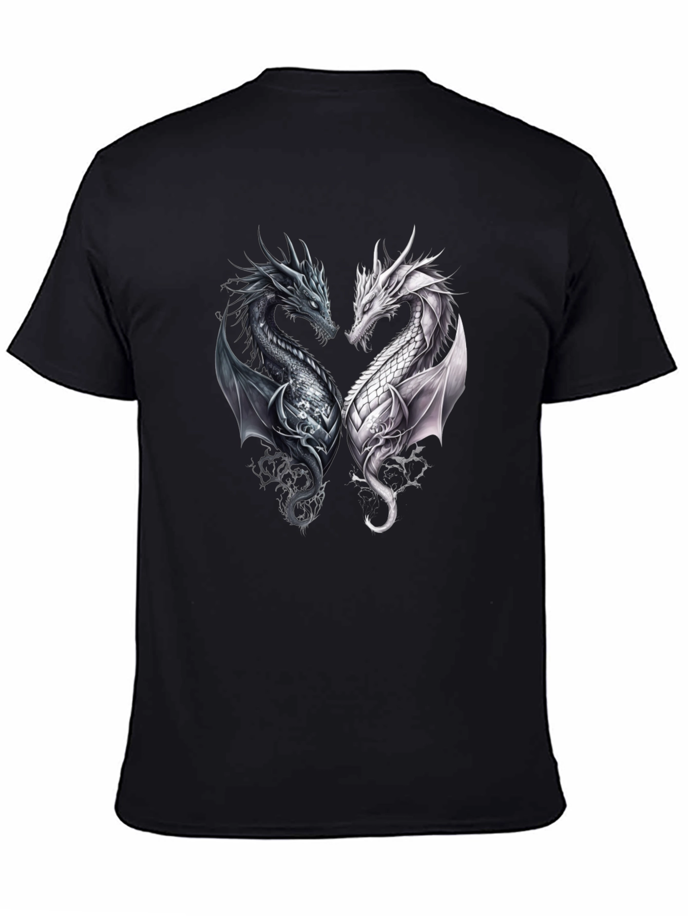 Yin Yang Dragon Graphic Tee - Black