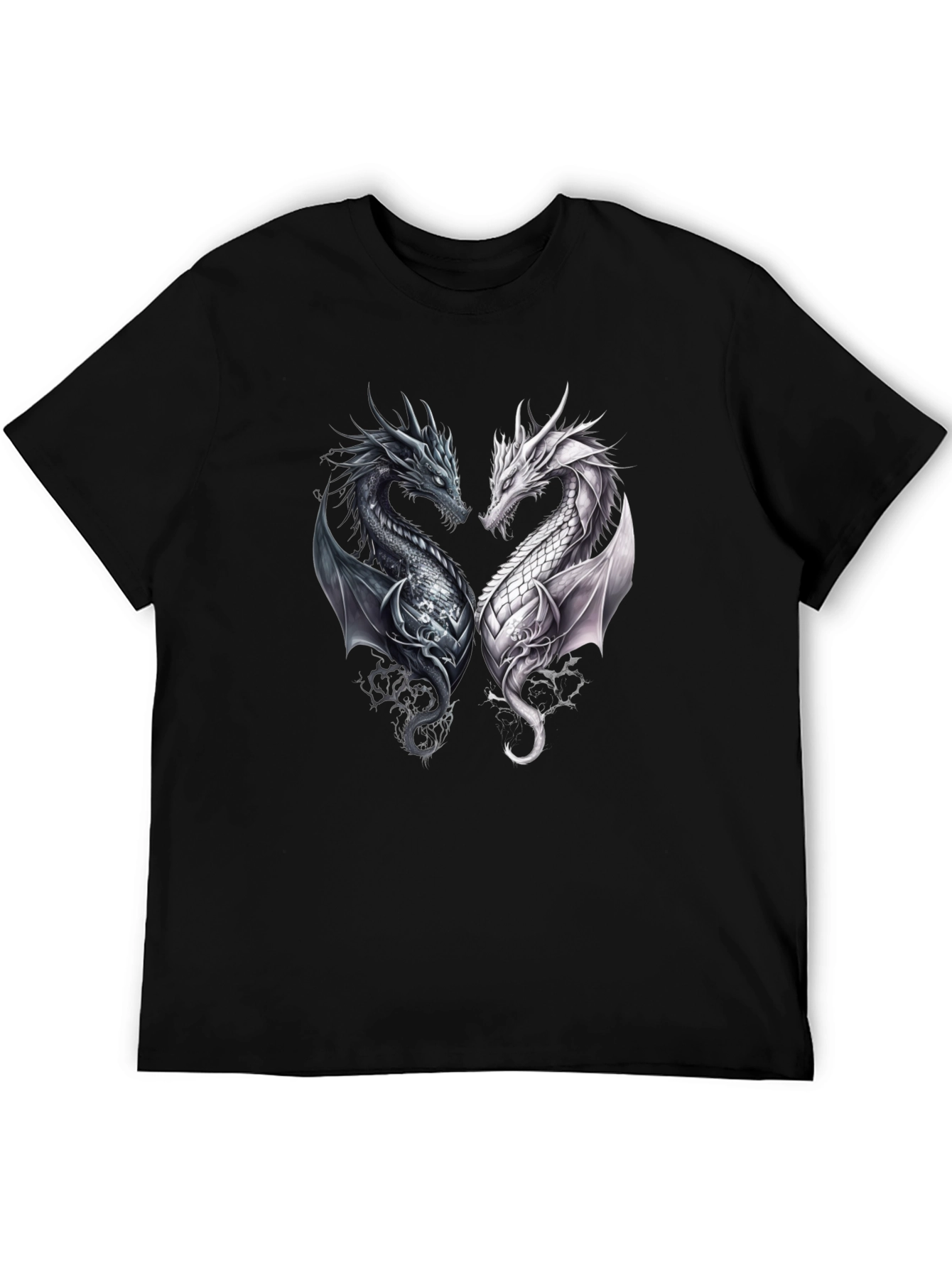 Yin Yang Dragon Graphic Tee - Black