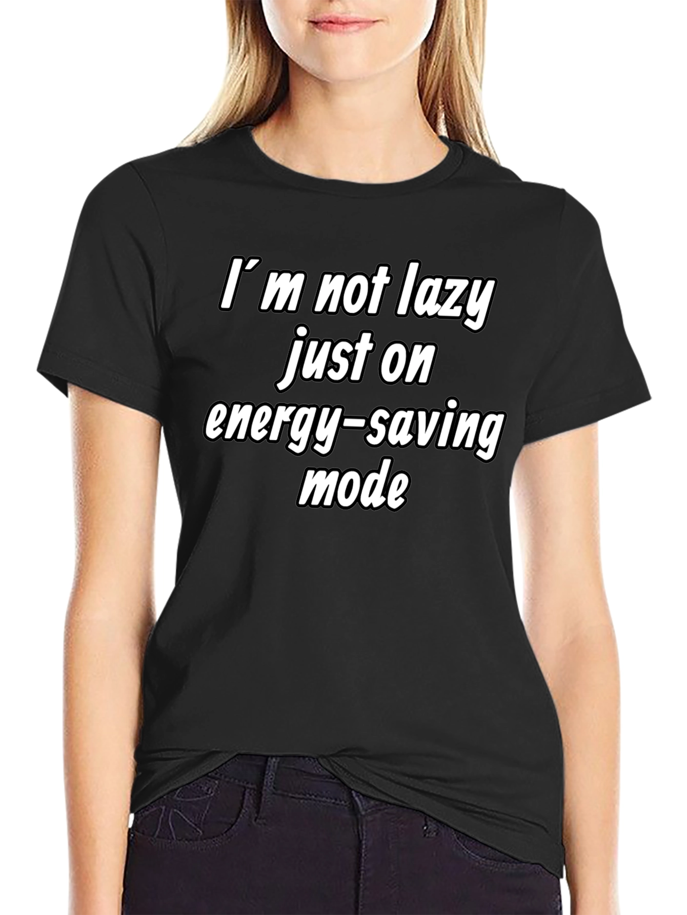 Funny Energy-Saving Mode Black T-Shirt