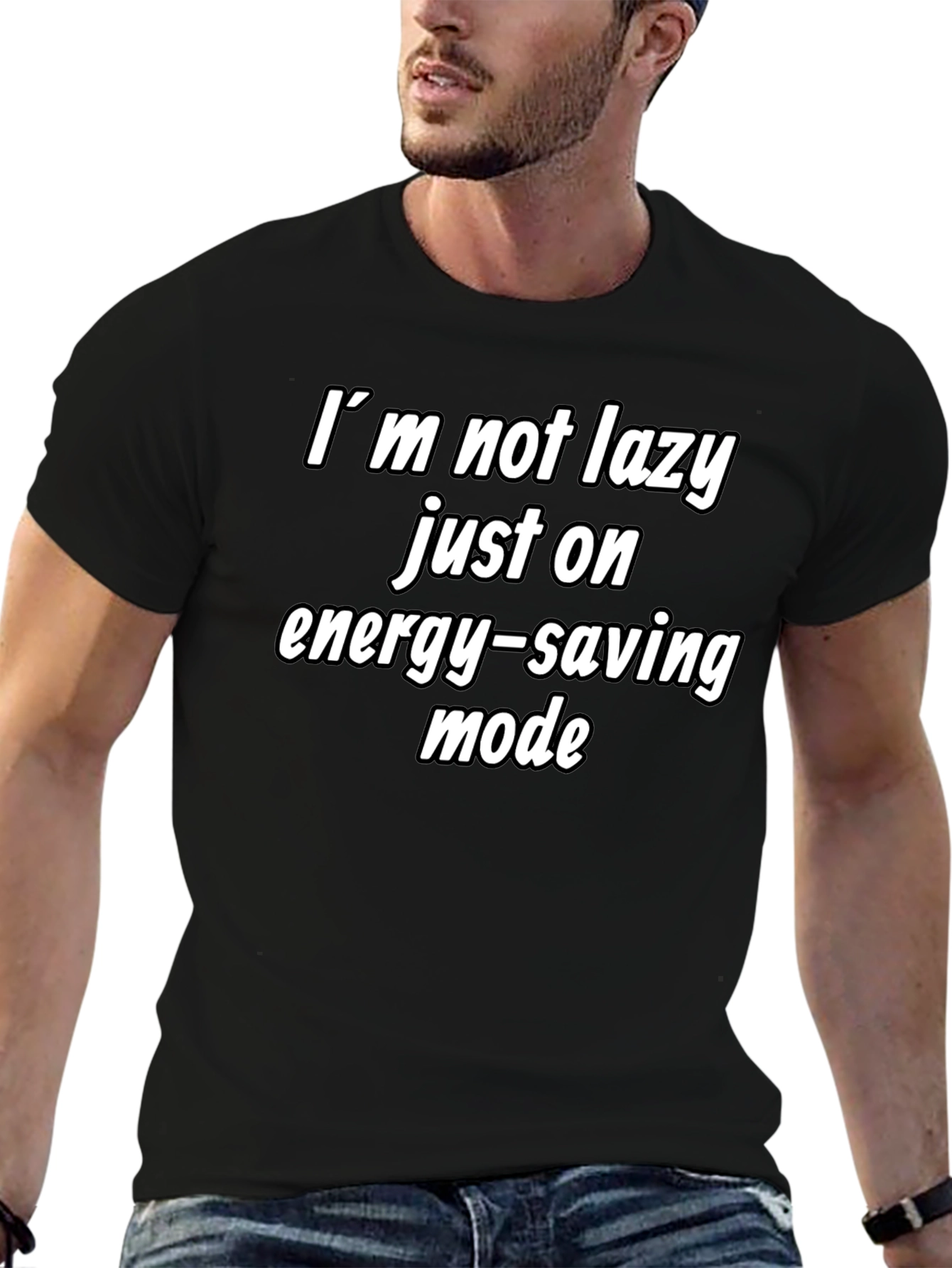 Funny Energy-Saving Mode Black T-Shirt