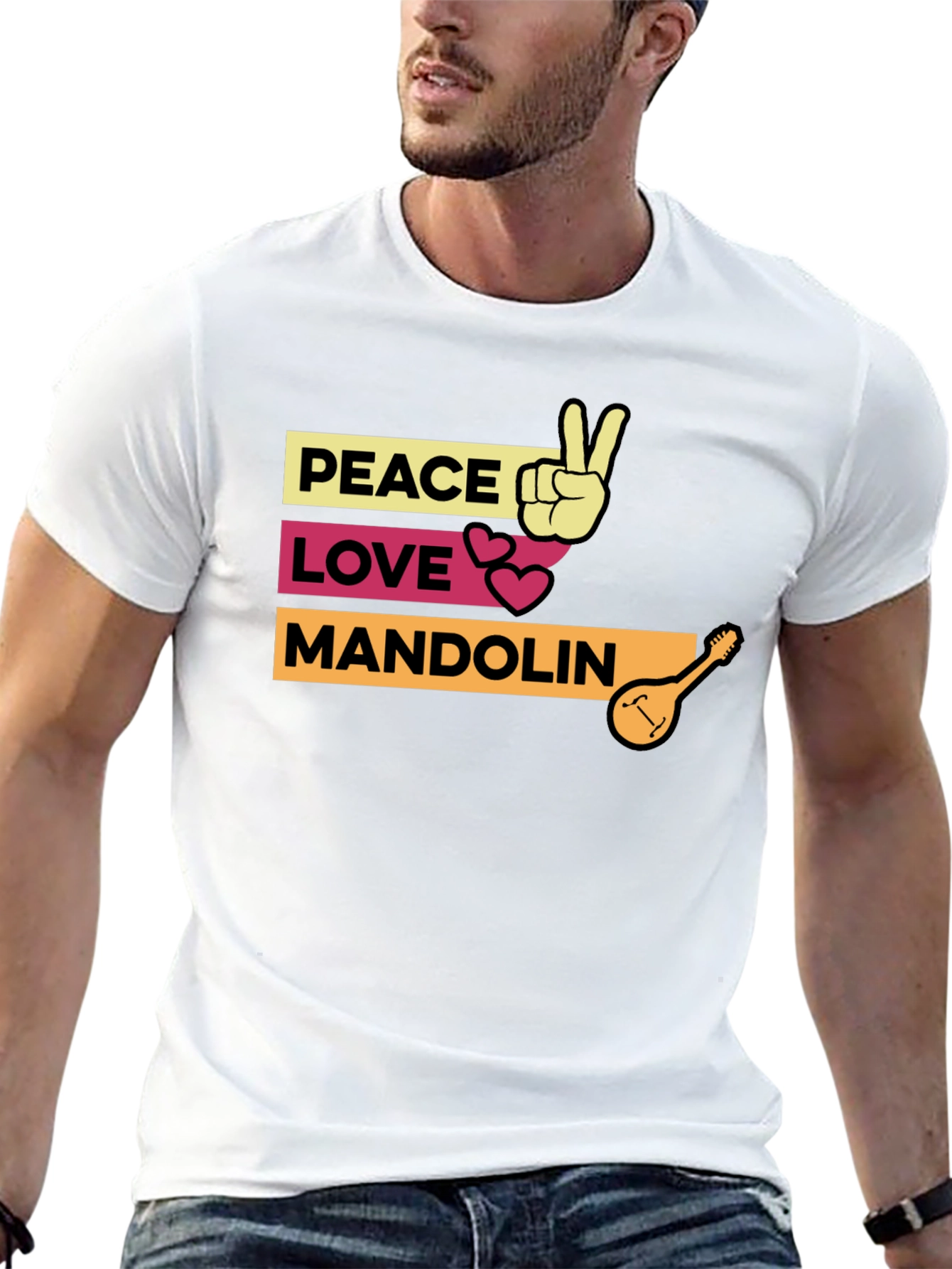 Peace Love Mandolin T-Shirt - Music Lover Tee