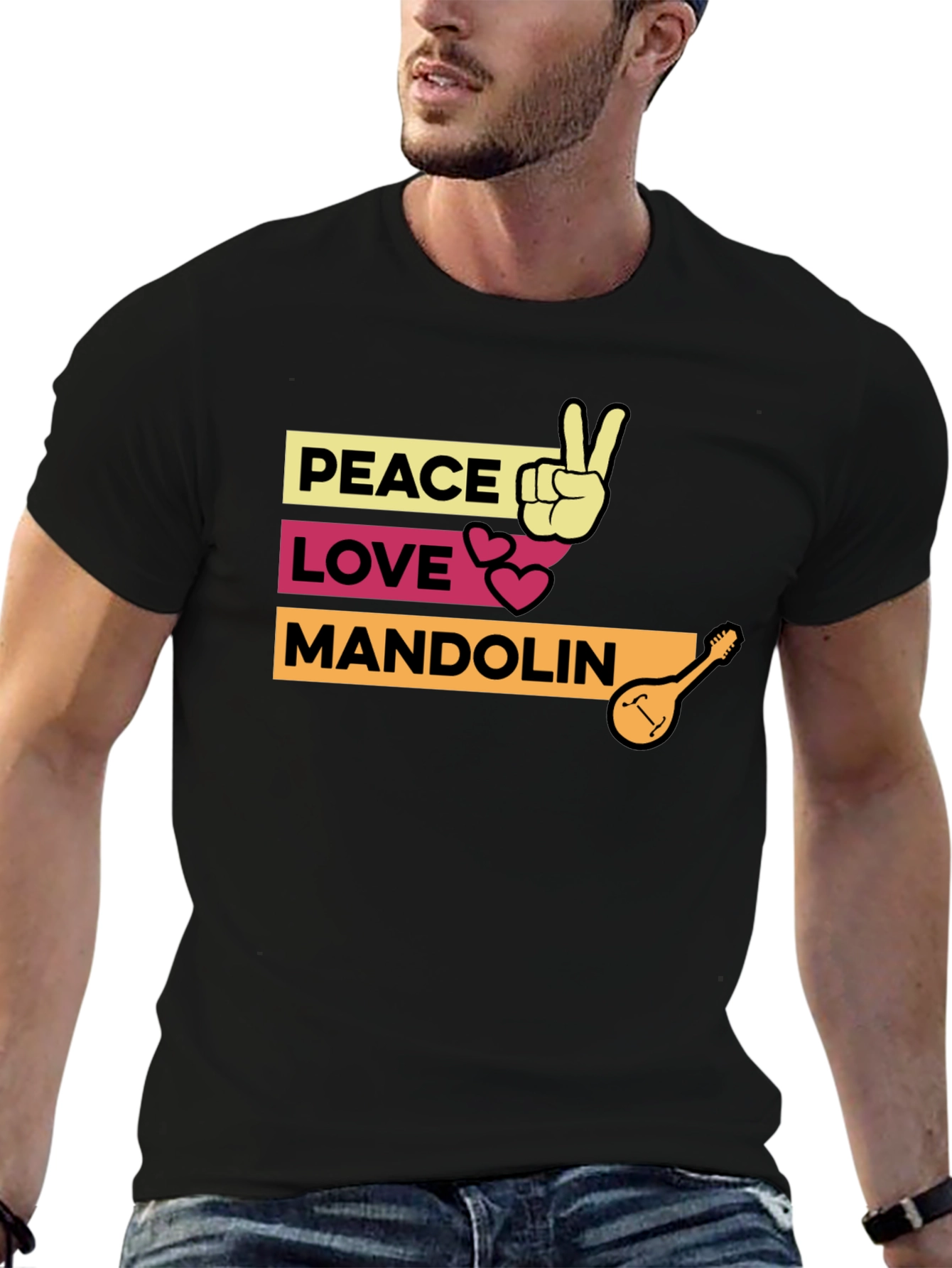 Peace Love Mandolin T-Shirt - Music Lover Tee