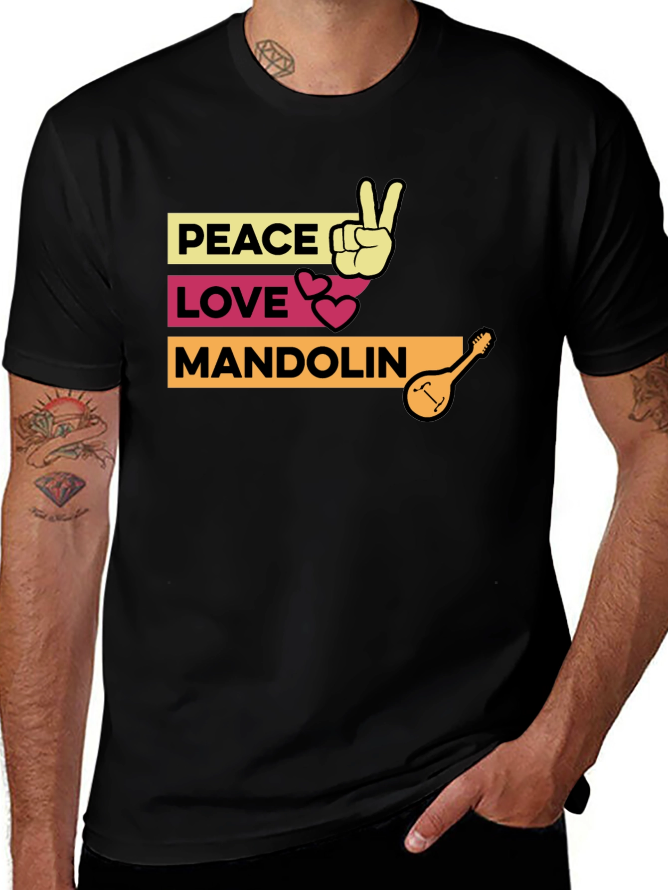 Peace Love Mandolin T-Shirt - Music Lover Tee