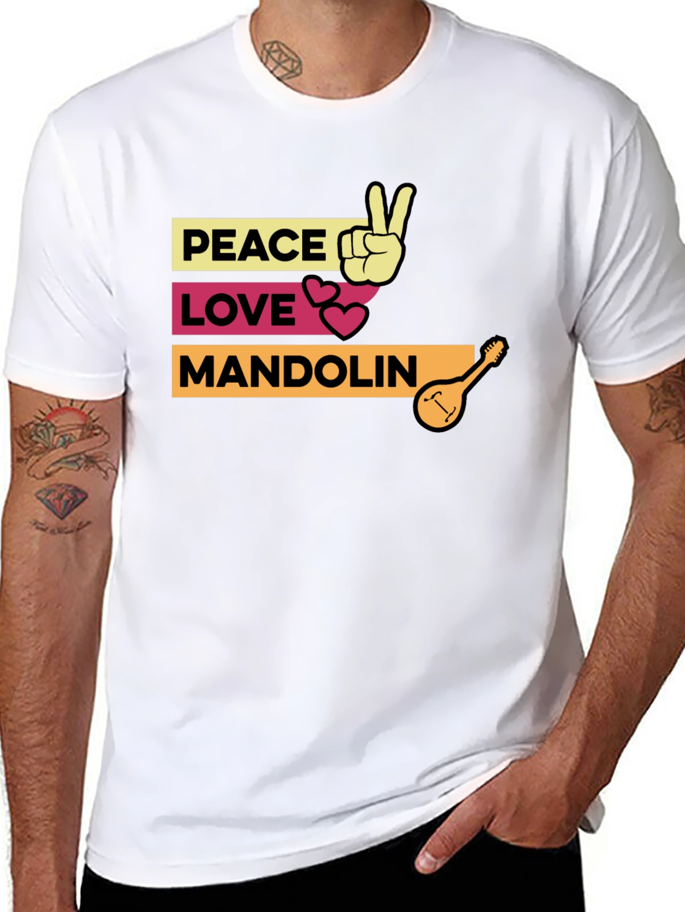 Peace Love Mandolin T-Shirt - Music Lover Tee