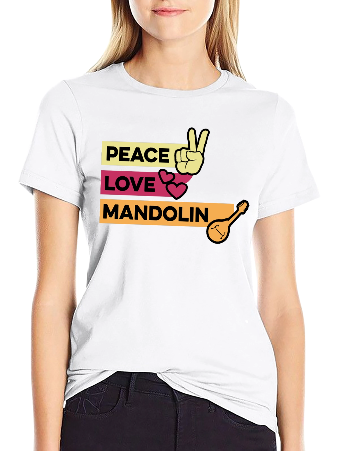 Peace Love Mandolin T-Shirt - Music Lover Tee