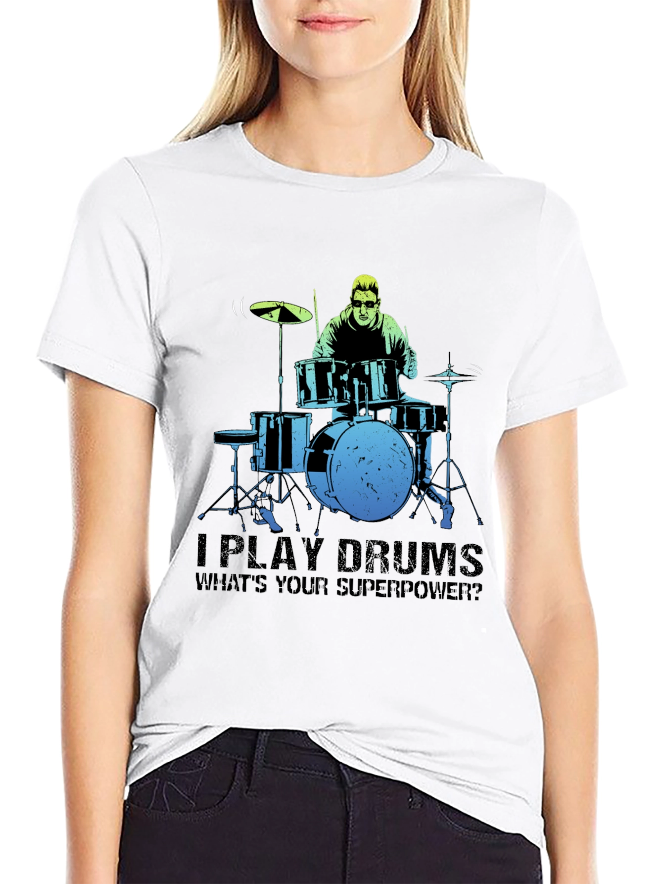 Drummer Superpower Graphic Tee - Music Lover Gift