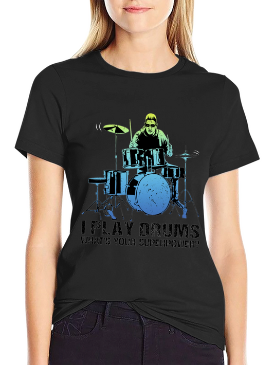 Drummer Superpower Graphic Tee - Music Lover Gift