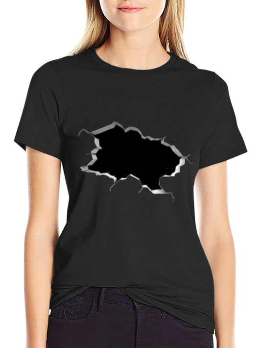 Ripped Hole Black Graphic Tee - Fashion Statement