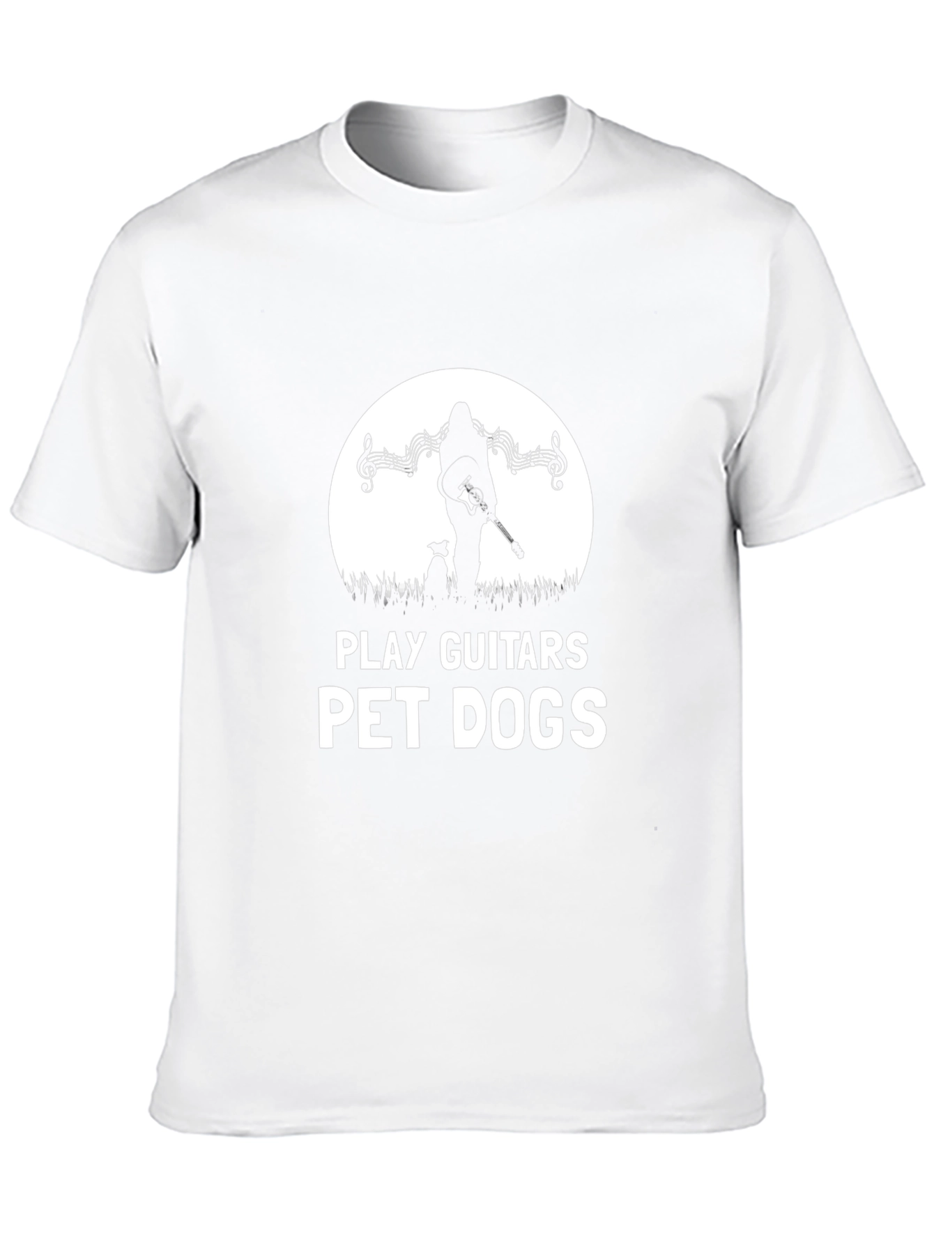 Play Guitars Pet Dogs Black Graphic T-Shirt