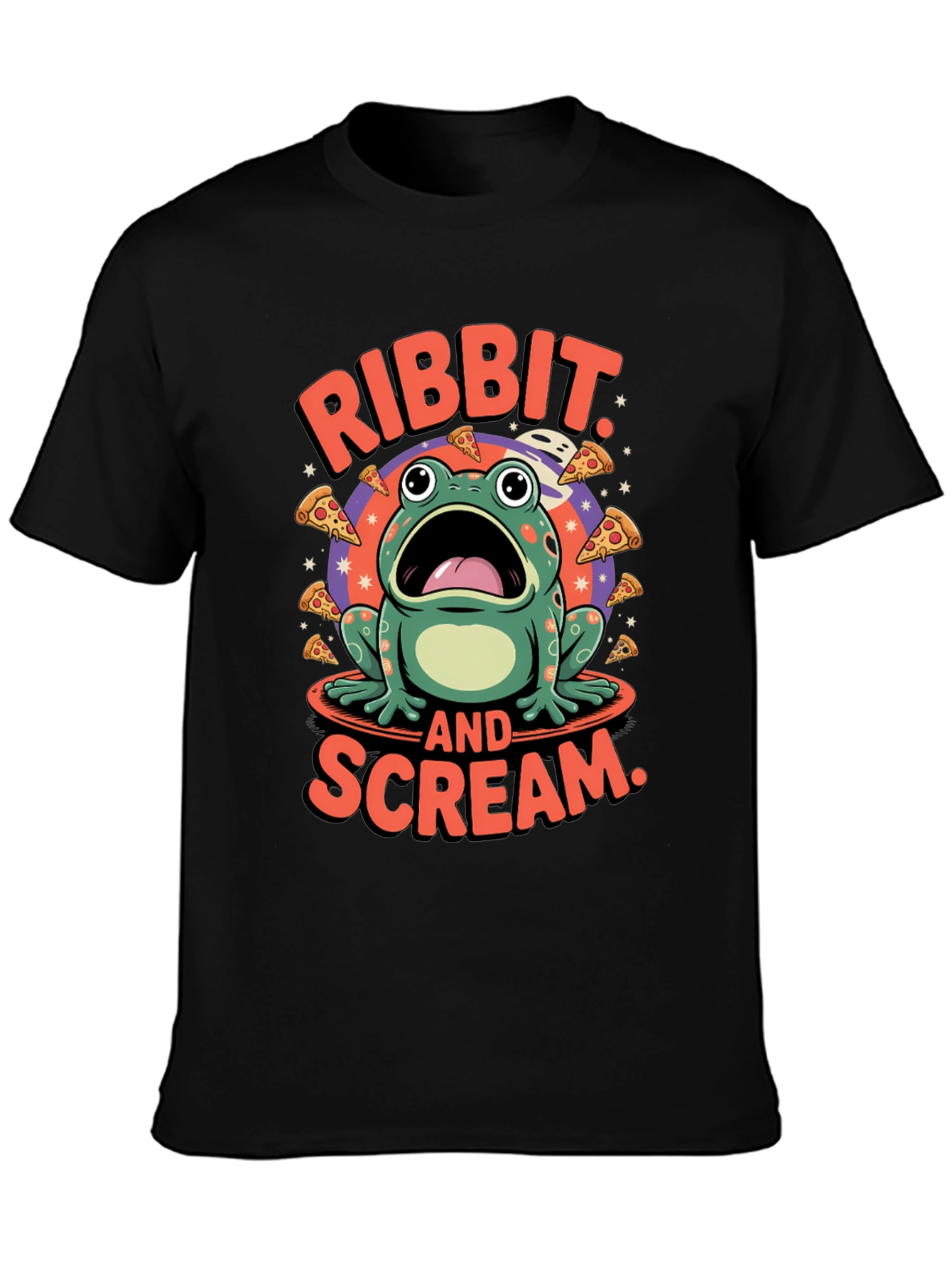 Ribbit & Scream T-Shirt - Frog Pizza Funny