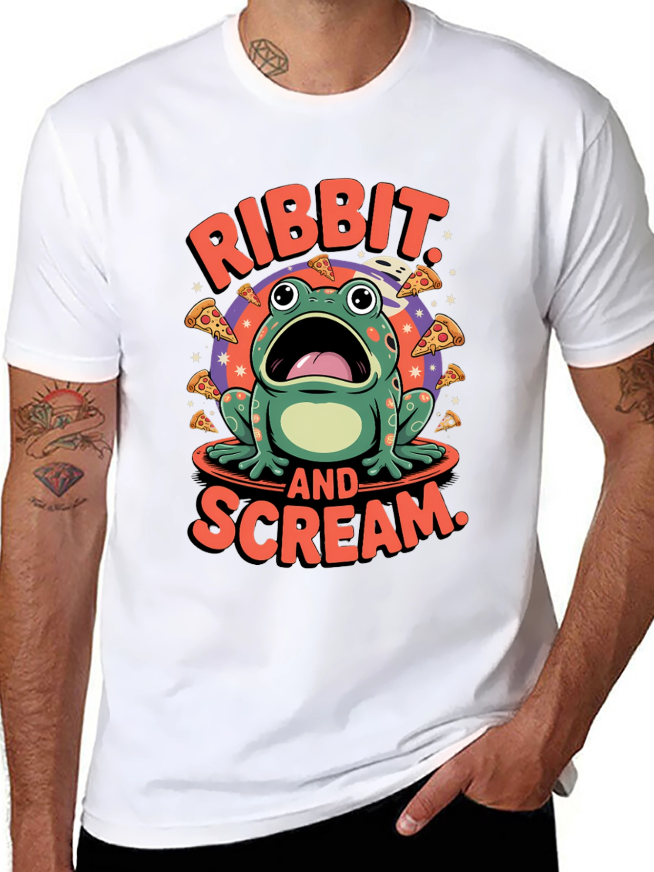 Ribbit & Scream T-Shirt - Frog Pizza Funny