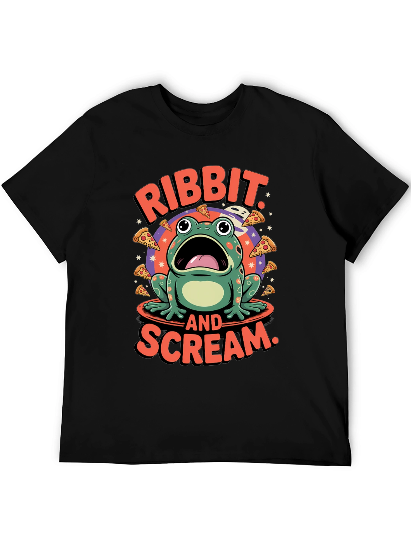 Ribbit & Scream T-Shirt - Frog Pizza Funny