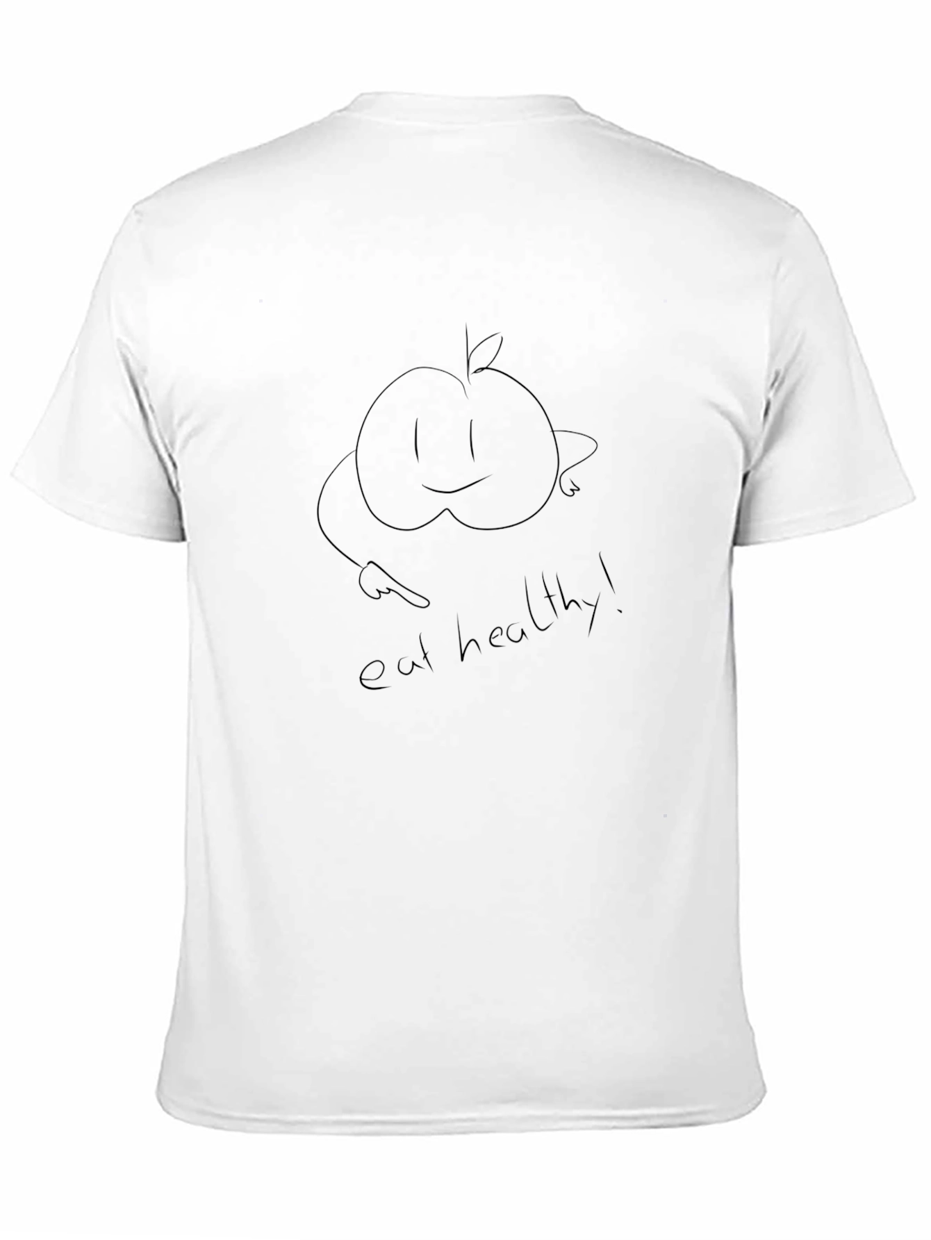 Eat Healthy Black Tee - Peach with a Smile