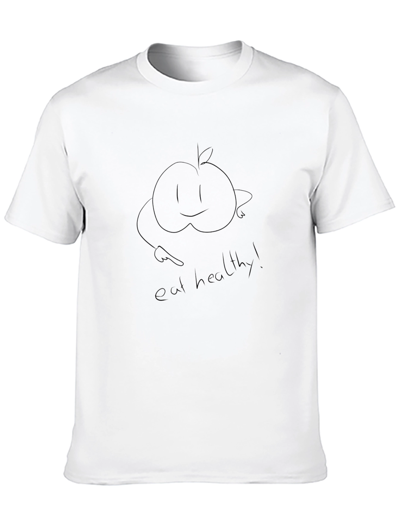 Eat Healthy Black Tee - Peach with a Smile