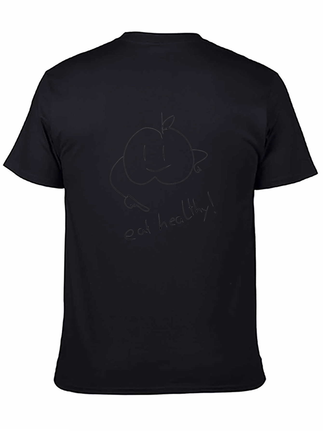Eat Healthy Black Tee - Peach with a Smile