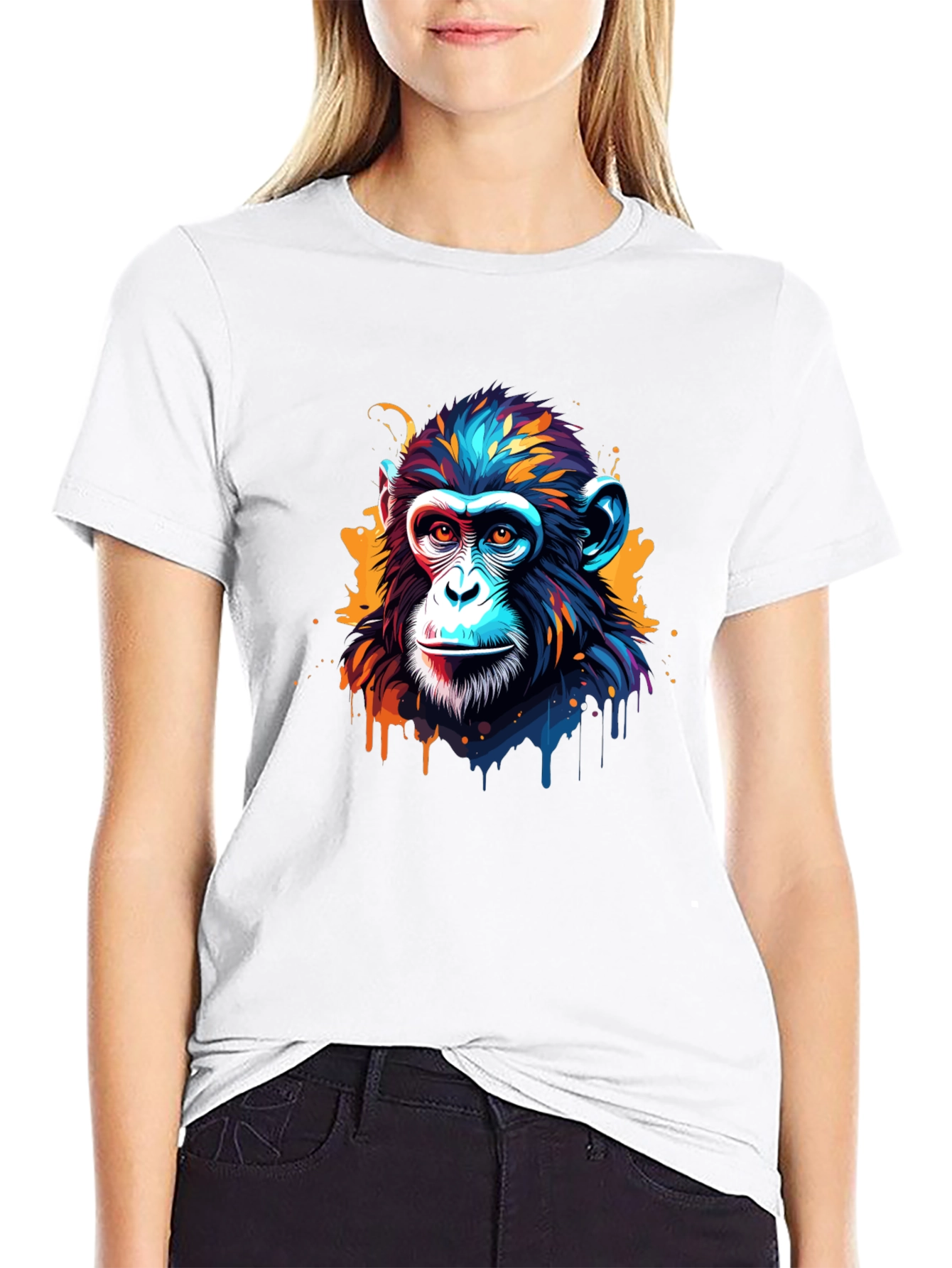 Abstract Monkey Graphic Tee - Black