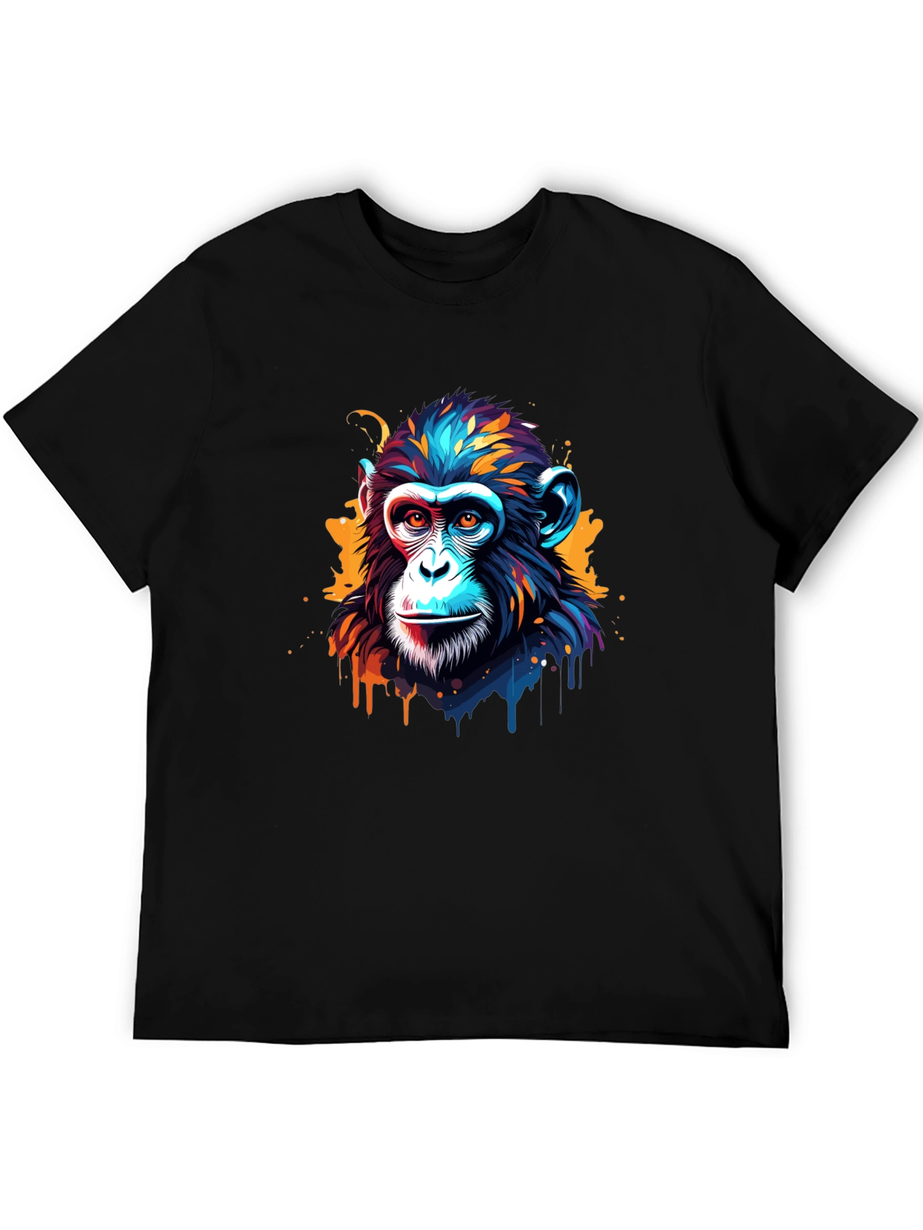 Abstract Monkey Graphic Tee - Black