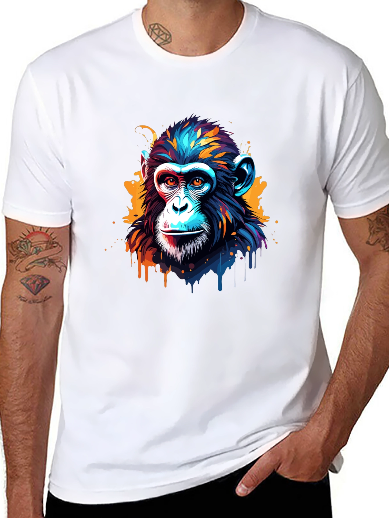 Abstract Monkey Graphic Tee - Black