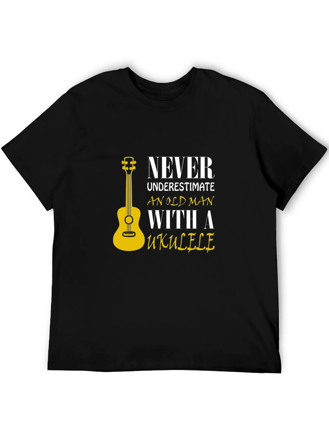 Never Underestimate Old Man with Ukulele T-Shirt