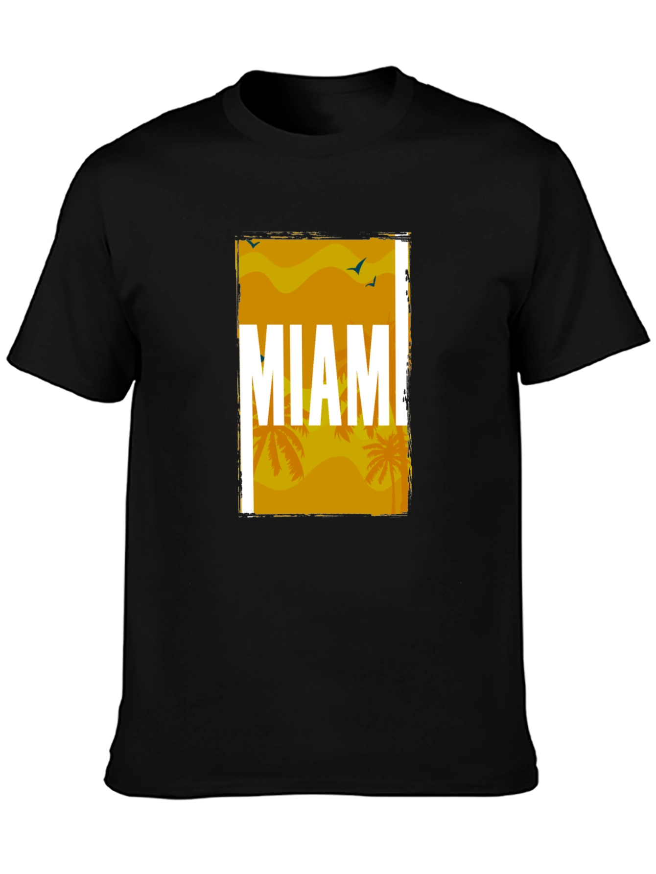 Miami Palm Graphic T-Shirt - Stylish Black Tee
