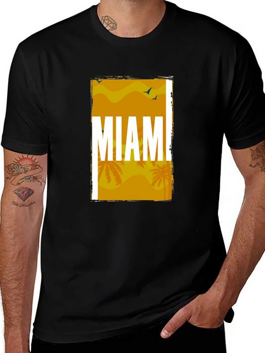 Miami Palm Graphic T-Shirt - Stylish Black Tee