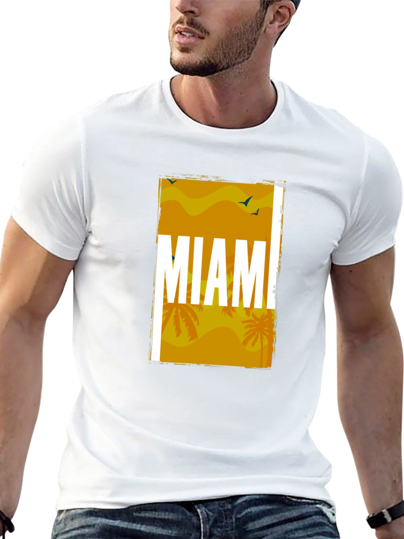 Miami Palm Graphic T-Shirt - Stylish Black Tee